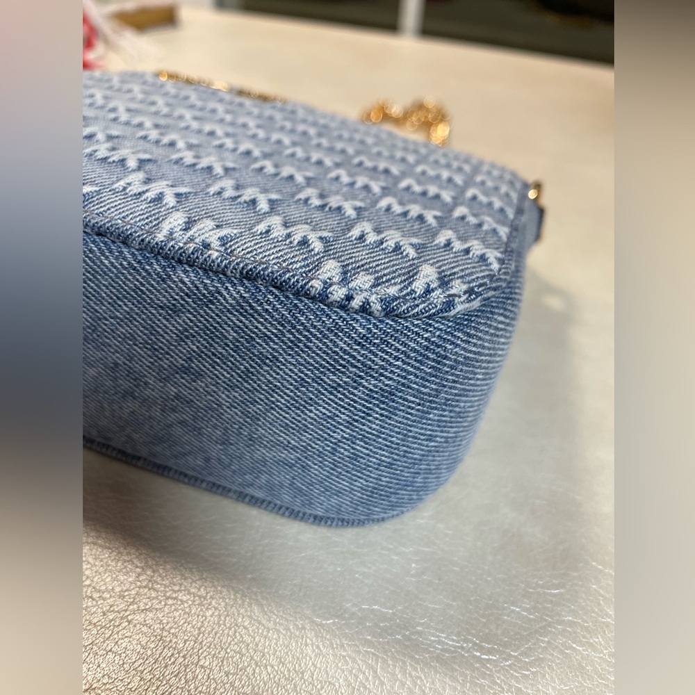 Michael Kors Jet Set Small Chain Denim Pouchette NWT - Picture 13 of 17
